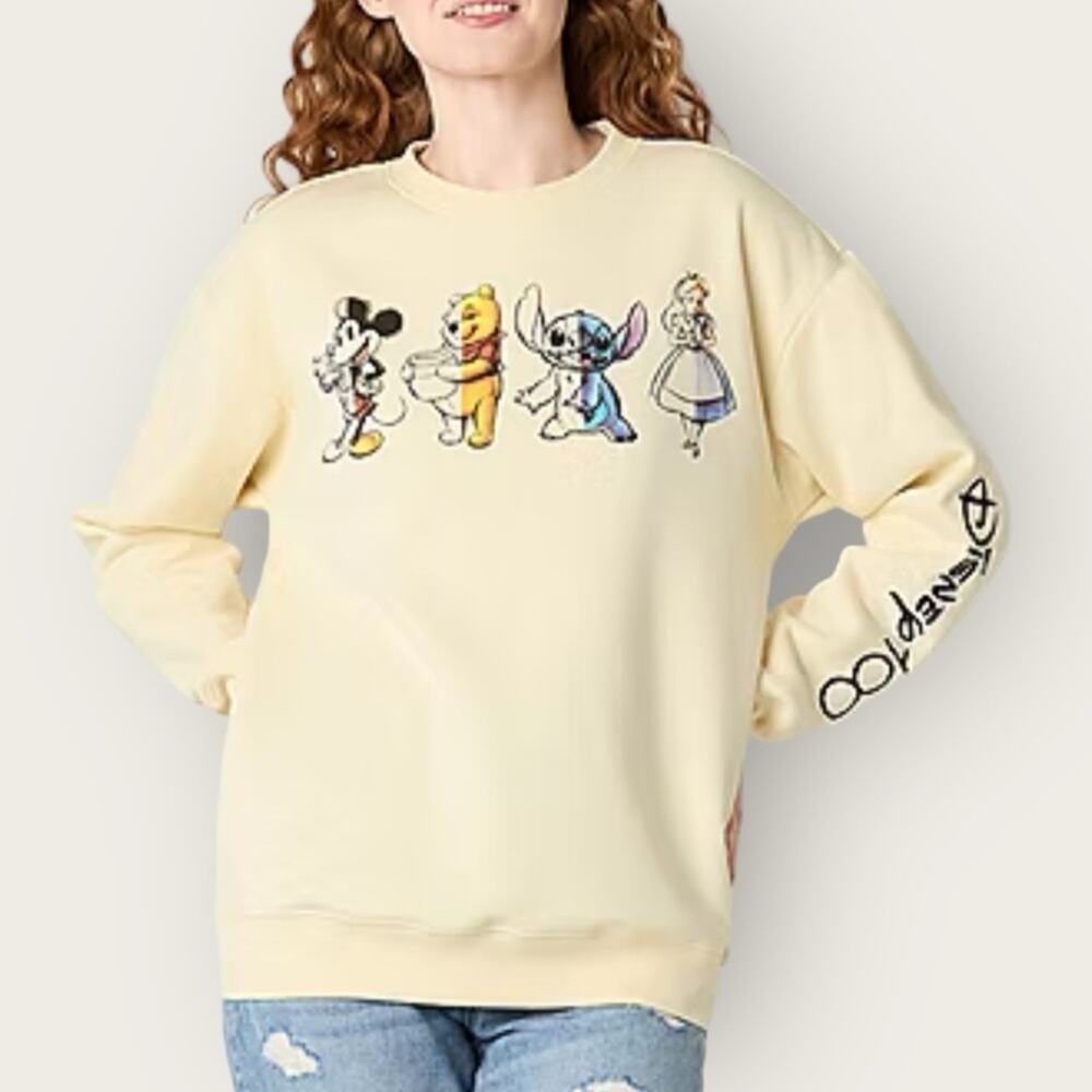 EUC | Disney | 100th Anniversary Crew Sweatshirt | Cream | Large